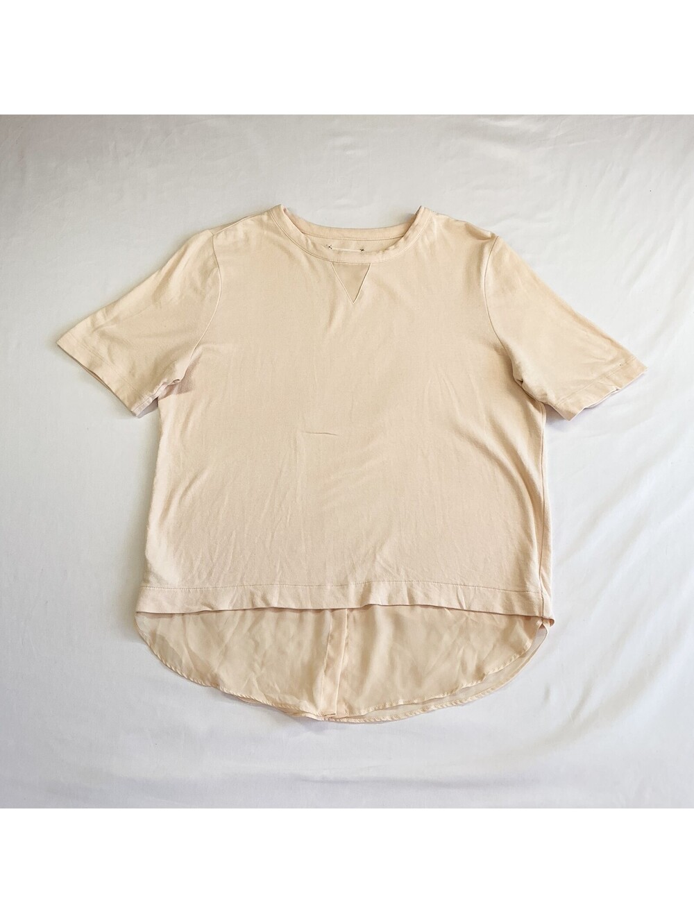 Lou & Grey Soft Cream Short Sleeve High Low Hem Pullover Cottagecore Shirt S
